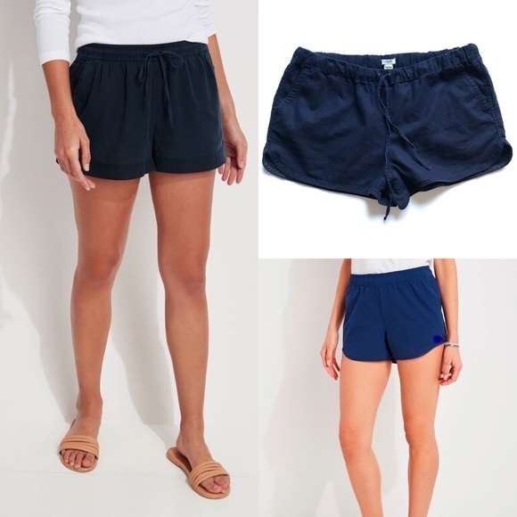 J. Crew Navy Blue Drawstring Linen Natural Material Shorts Large L - Picture 6 of 6